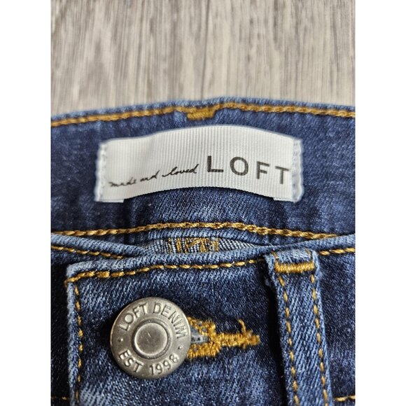 (3/$35) LOFT Jeans Womens 2 / 26 Blue Skinny Stretch Denim High Rise Skinny - Picture 4 of 11